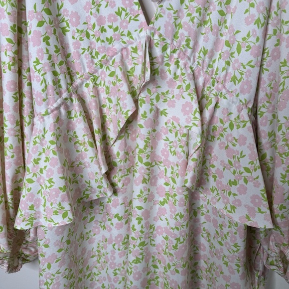 Topshop Floral Ruffle Midi Dress – Back Tie, Long Sleeve, Boho Cottagecore - Picture 15 of 16